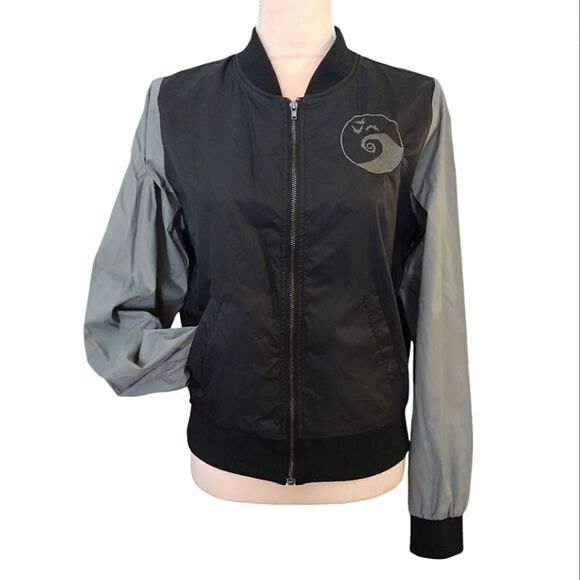 Disney 2019 The Nightmare Before Christmas Black Grey Bomber Jacket Medium - Picture 4 of 16